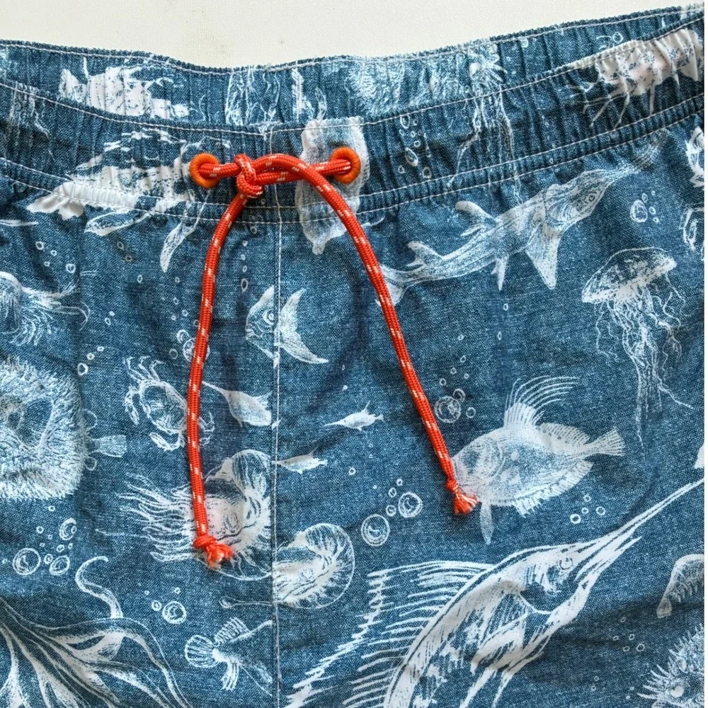 Tommy Bahama Relax Mens Blue Sea Life Marlin Squid Swim Trunks Large